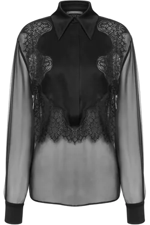 Alberta Ferretti Lace-panelled sheer blouse