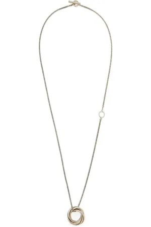 Jil Sander Aged-finish ring-pendant necklace