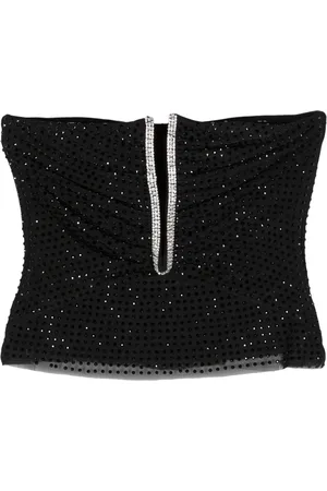 Self-Portrait Rhinestone-embellished strapless top
