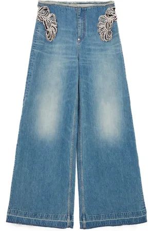 Stella McCartney Crystal-embellished wide-leg jeans