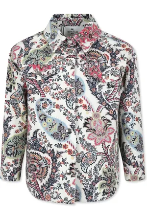 Etro Floral-print yoke-design shirt