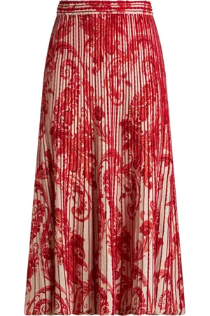 Etro Paisley-print pleated midi skirt