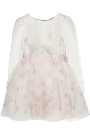 MONNALISA Floral-appliqué tulle dress