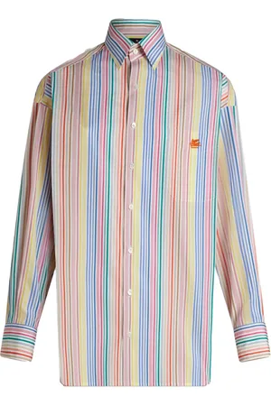 Etro Pegaso-embroidery striped cotton shirt