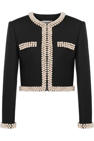 Moschino Faux pearl-embellished virgin wool blazer