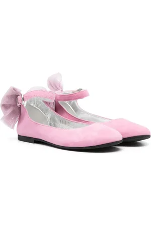 MONNALISA Bow-detail suede ballerina shoes