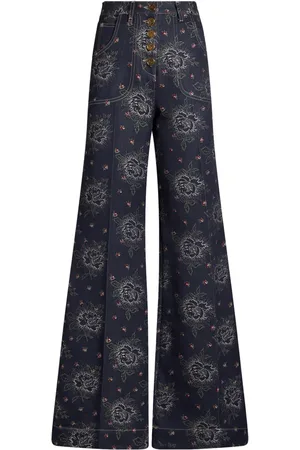 Etro Floral-jacquard flared jeans