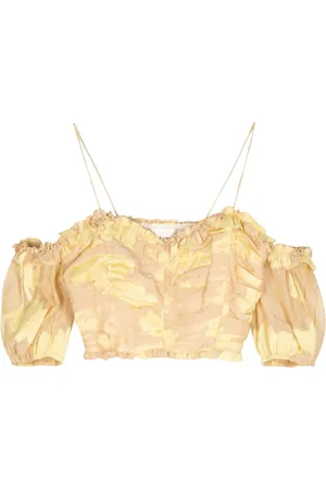 LOVESHACKFANCY Emalin floral-print cropped top