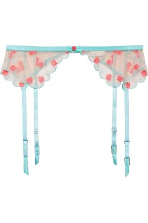 FLEUR DU MAL Rose and Vine embroidered garter belt
