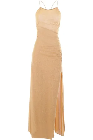 Oseree Semi-sheer metallic-threading dress