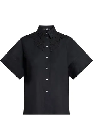 Karl Lagerfeld Embroidered short-sleeve organic cotton shirt