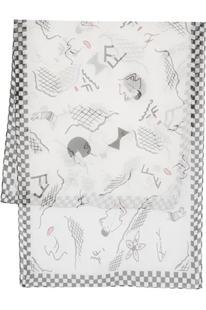 Fendi Sketch-style print silk scarf