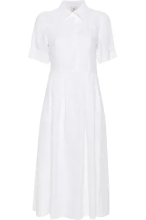 ELEVENTY Linen short-sleeves midi dress