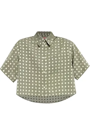 Kenzo Weave geometric-print cropped shirt
