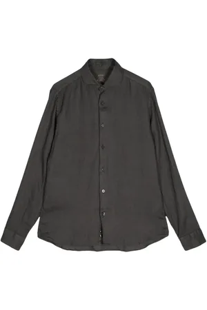 ALTEA Cutaway-collar linen shirt