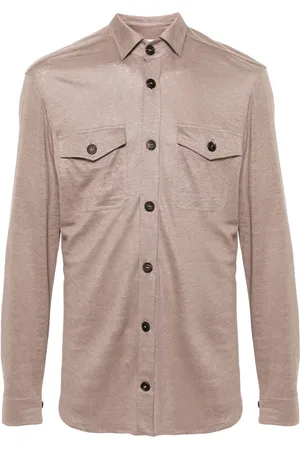 Cruciani Slub-texture linen shirt