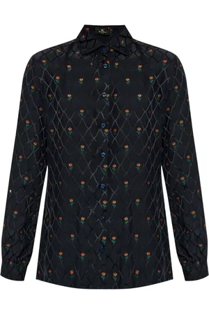Etro Floral diamond grid shirt