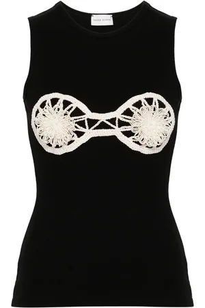 MAGDA BUTRYM Floral-appliqu?? ribbed tank top