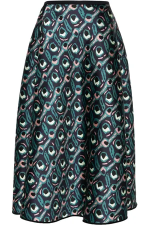 ODEEH Abstract-print flared midi skirt