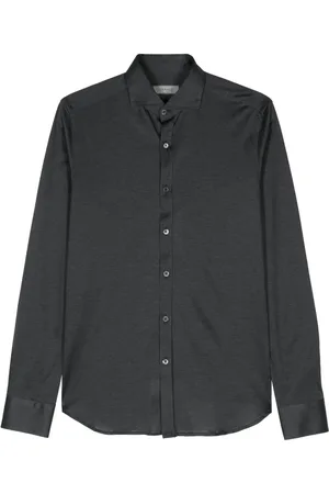 CANALI Cutaway-collar cotton shirt