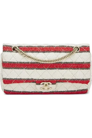 CHANEL 2009 medium Classic Flap striped shoulder bag