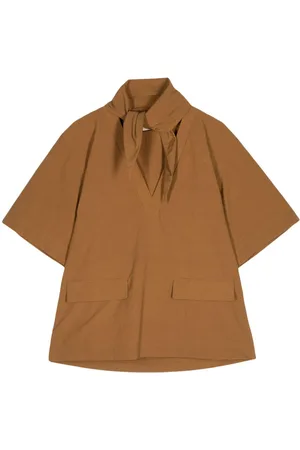 Plan C Detachable-bow short-sleeve shirt