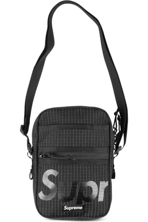Supreme Logo-print grid-pattern shoulder bag