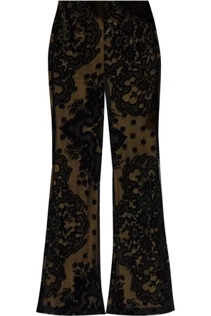 Etro Embroidered floral flare trousers