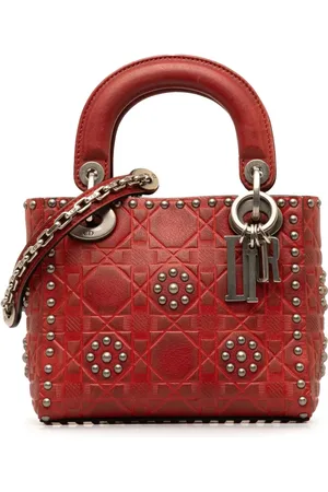 Dior 2017 Mini Embossed Calfskin Cannage Studded Supple Lady Dior satchel