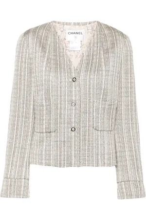 CHANEL 2003 tweed collarless jacket