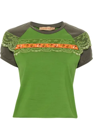 CORMIO Lace-panelling raglan T-shirt