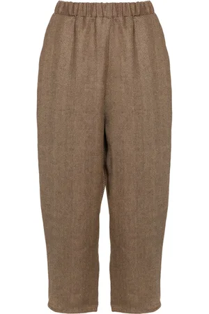 DUSAN Herringbone cropped trousers