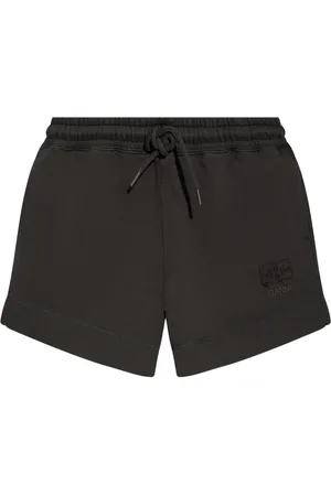 Ganni Logo-embroidered organic cotton track shorts