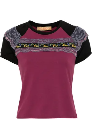 CORMIO Lace-panelling raglan T-shirt