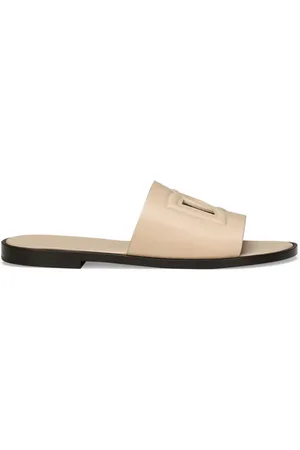 Dolce & Gabbana Embossed-logo leather slides
