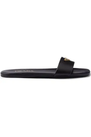 Prada Triangle-logo leather slides