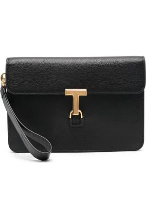 Tom Ford Logo-engraved leather clutch bag