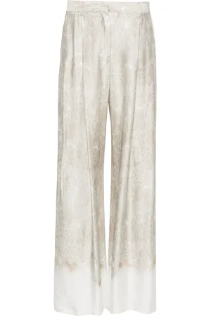 Ermanno Firenze High-waist satin palazzo trousers