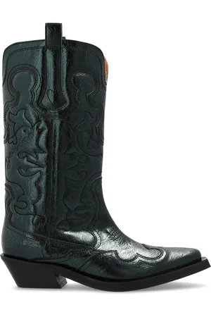 Ganni Topstitch-detail cowboy boots
