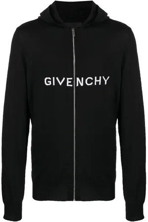 Givenchy Intarsia knit-logo wool hooded jacket