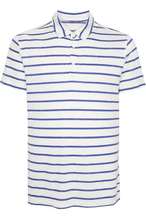Majestic Striped linen-blend polo shirt