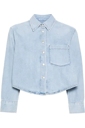 AGOLDE Dagmar washed-denim cropped shirt