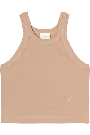Closed Ribbed knit cropped racer top