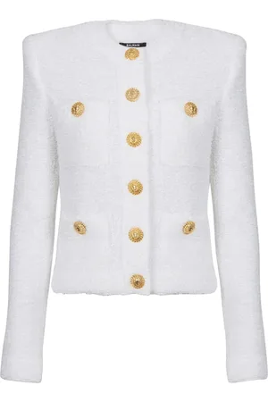 Balmain Miami logo-buttons tweed jacket