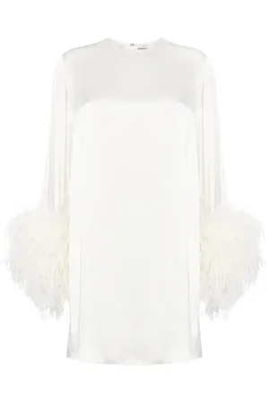 LAPOINTE Feather-trim satin minidress