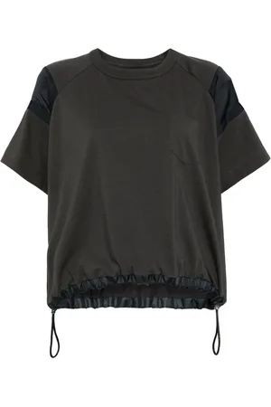 SACAI Panelled drawstring-hem T-shirt