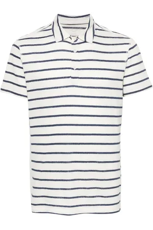 Majestic Striped linen-blend polo shirt