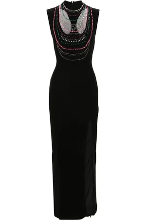 John Richmond Rhinestoned sleeveless maxi dress