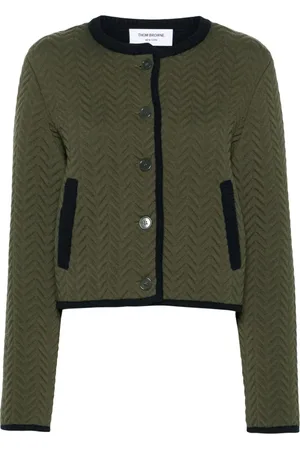 Thom Browne Herringbone quilted-jacquard cardigan
