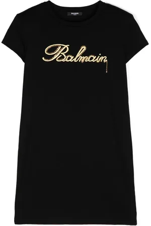 Balmain Logo-embroidered cotton dress
